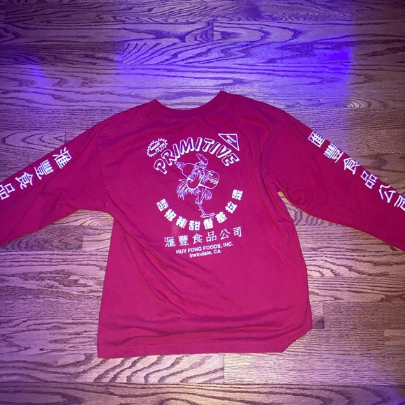 primitive x huy fong boys red hoodie